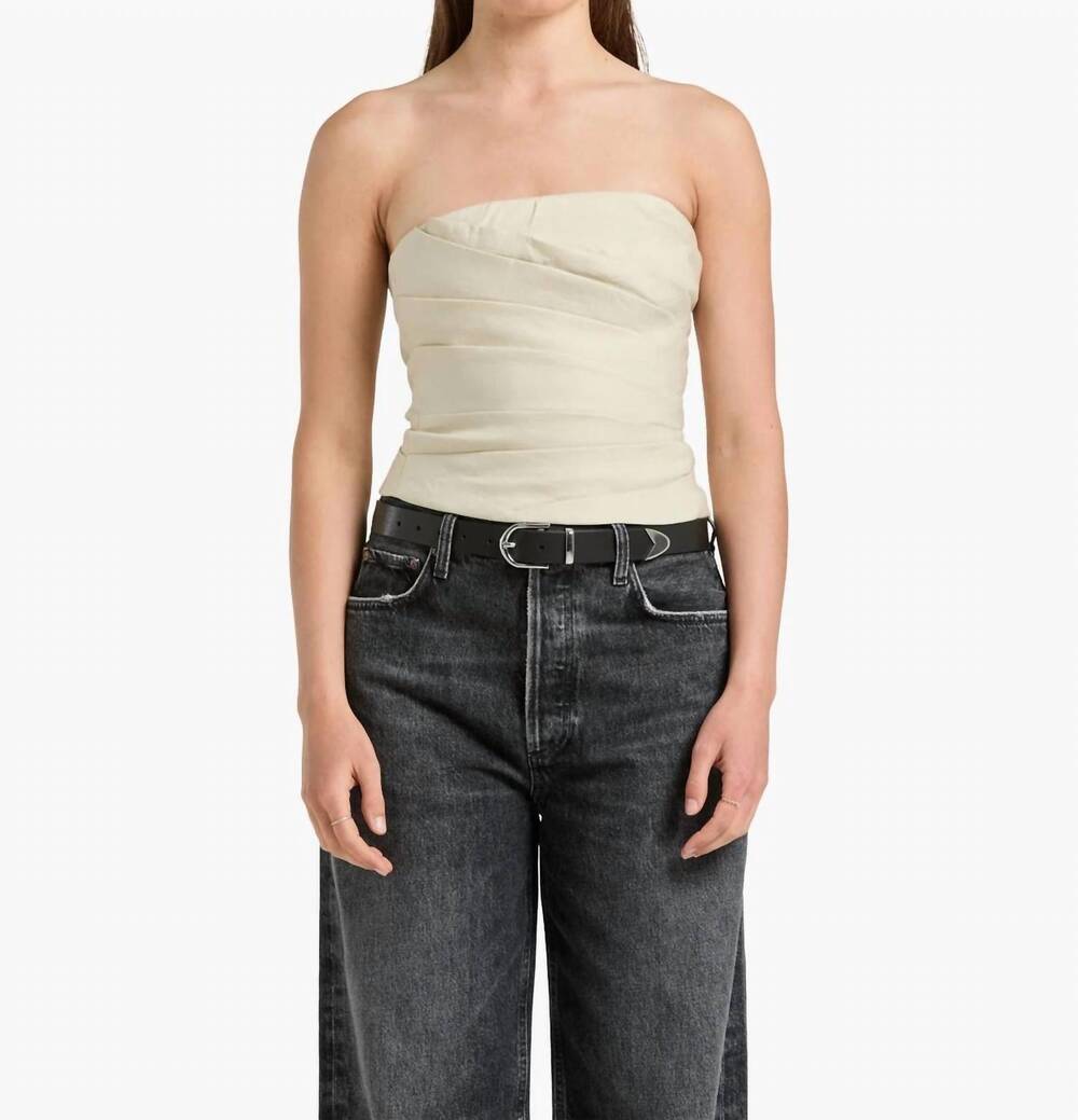NEW SHONA JOY kasbah strapless draped bodice top in oyster